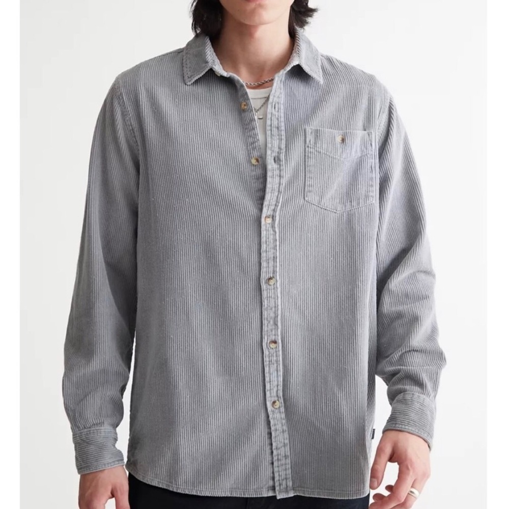 Urban Outfitters Rolla’s Men At Work Corduroy Shirt Light Blue Gray Oversized-S